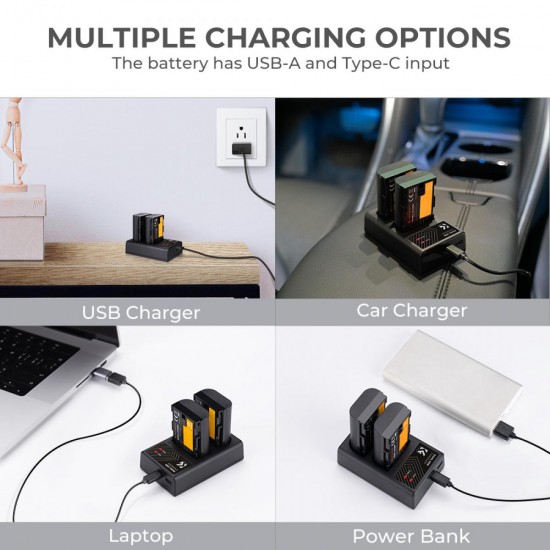 K&F Concept LP-E6NH Battery and Charger Pack - 2 Batteries + Dual Charger 2250mAh